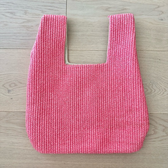 arron Handbags - arron pink raffia & leather crossover bag